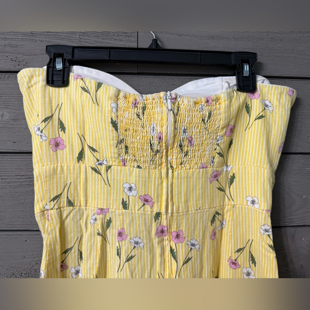 Finders Keepers Limoncello Floral Linen Strapless Bodycon Dress Sz M Easter - Picture 13 of 15